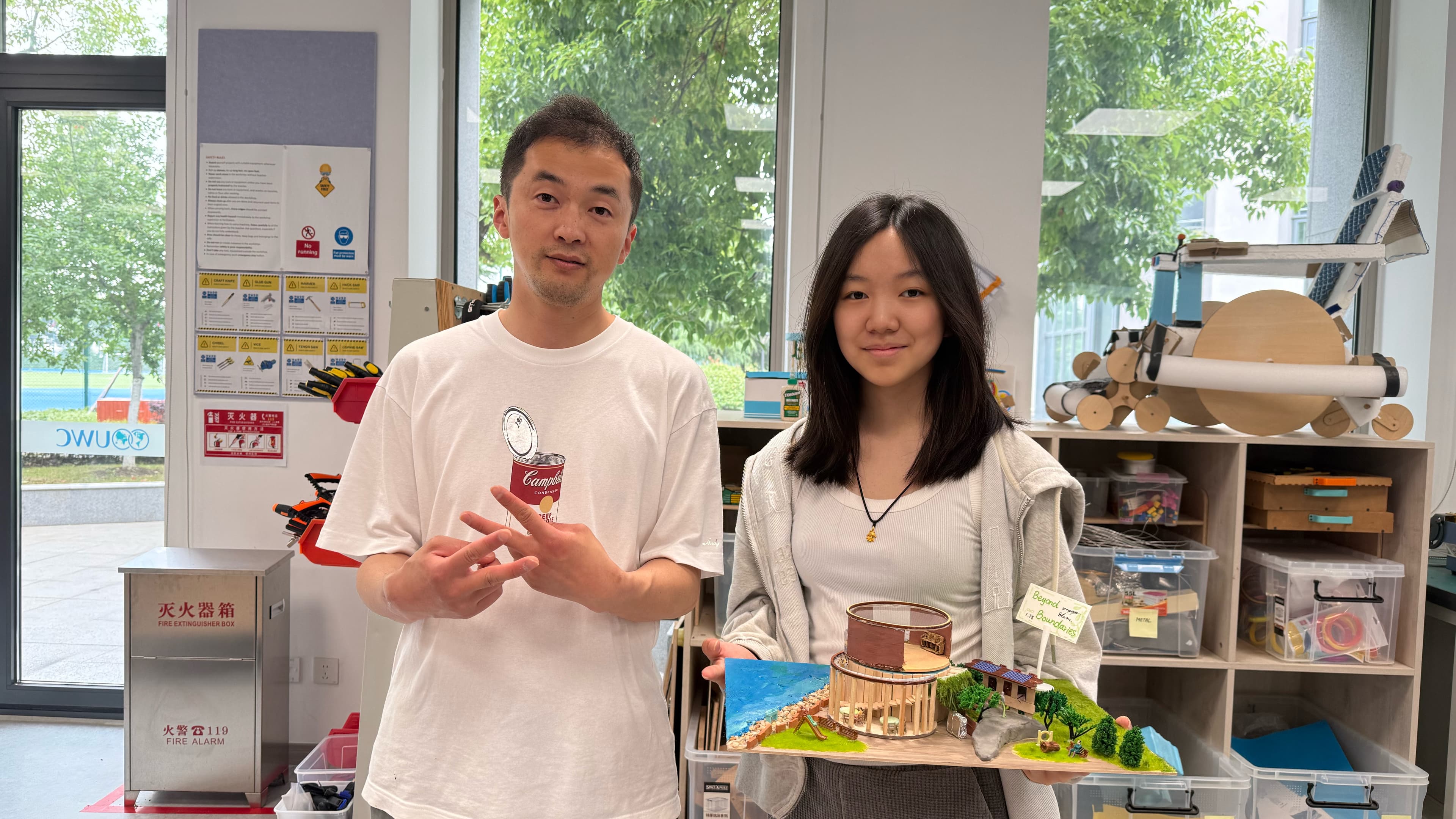 Lab technician Jun and me